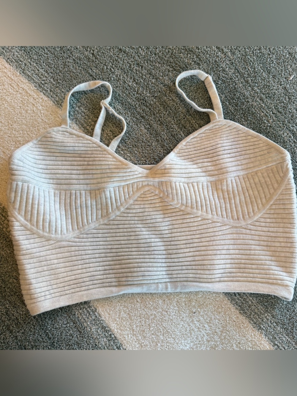 aerie Ribbed Light Gray Bralette